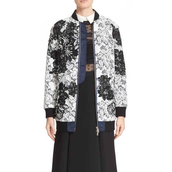 SELF-PORTRAIT Floral Guipure Two-Tone Lace Jacket - Picture 2 of 8